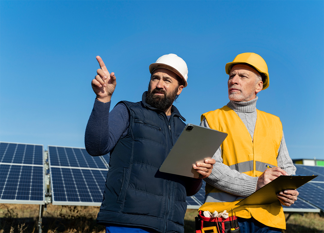 Equipe Técnica com Tablet - Zyra Solar - Energia Solar no Litoral, Oeste, Vale e Alto Vale do Itajaí em Santa Catarina.